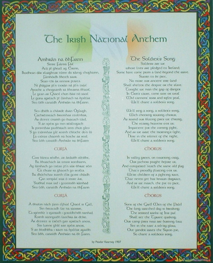 The Irish National Anthem A4 Wall Plaque